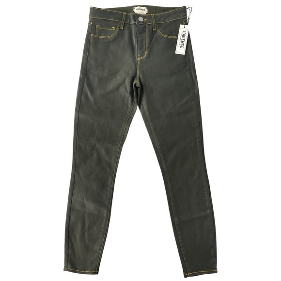 L’Agence Margot High Rise Skinny Coated Army Green Gold Contrast 25 Stretch‎ NWT - Picture 1 of 11